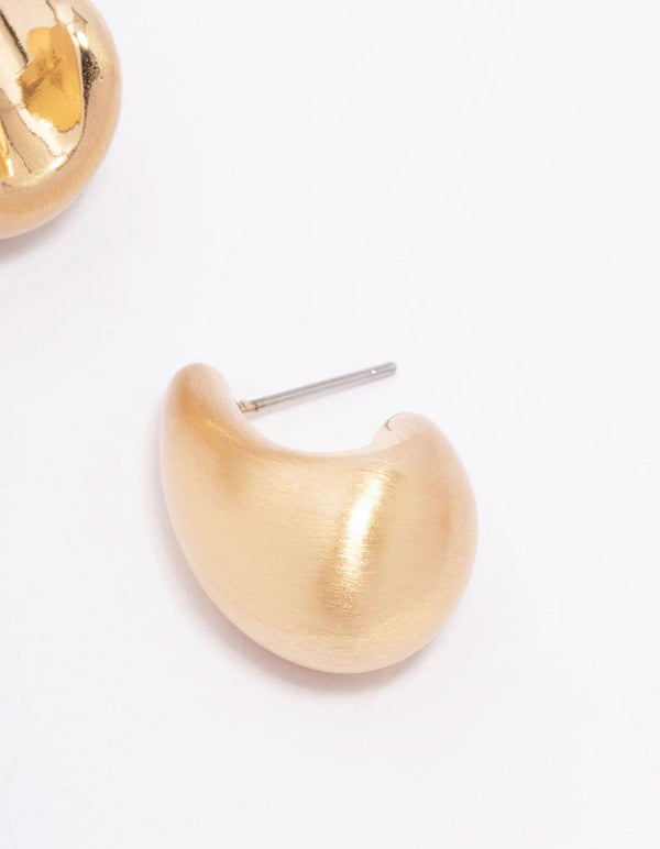 Gold Large Smooth Teardrop Earrings
