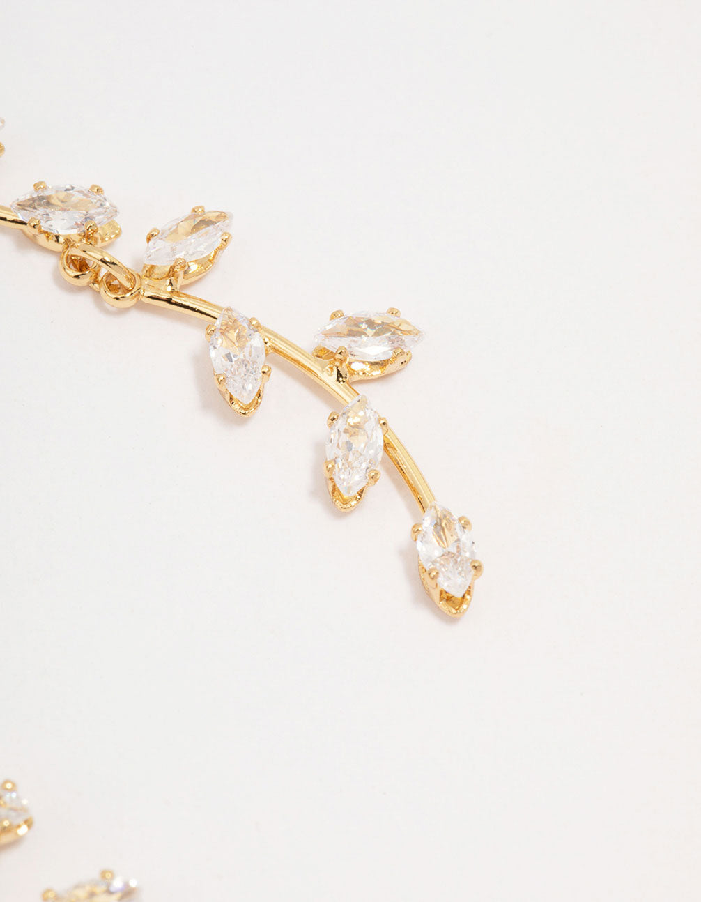 Gold Plated Long Winding Cubic Zirconia Drop Earrings