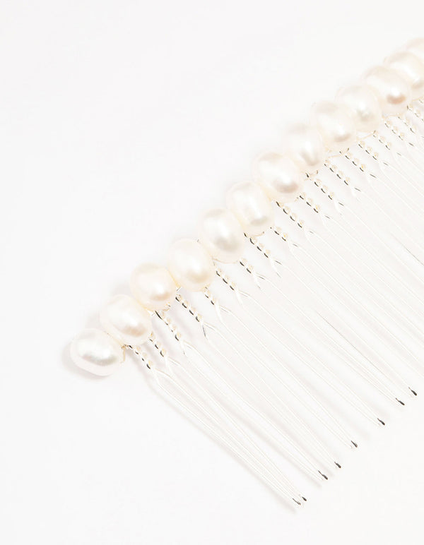 Silver Plated Classic Freshwater Pearl Hair Comb