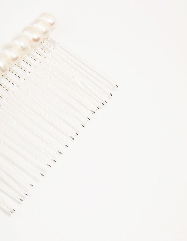 Silver Plated Classic Freshwater Pearl Hair Comb