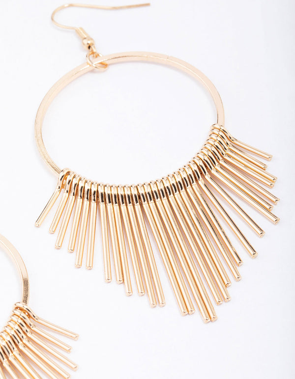 Gold Circle Waterfall Drop Earrings