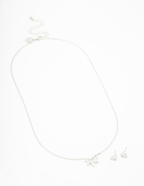 Silver Cubic Zirconia Marquise Jewellery Set