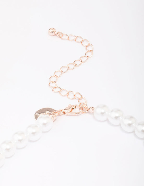 Rose Gold Pearl Bow Necklace