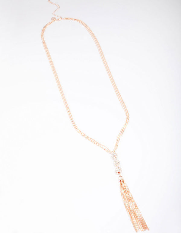Rose Gold Stone Tassel Necklace
