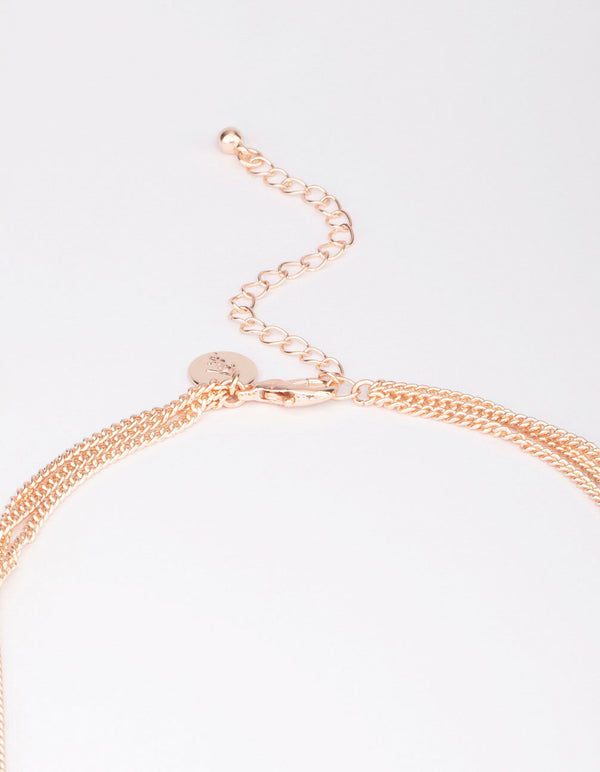 Rose Gold Stone Tassel Necklace