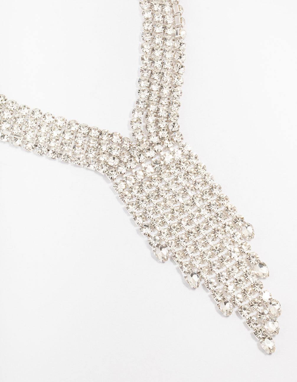Silver Multi Row Diamante Necklace