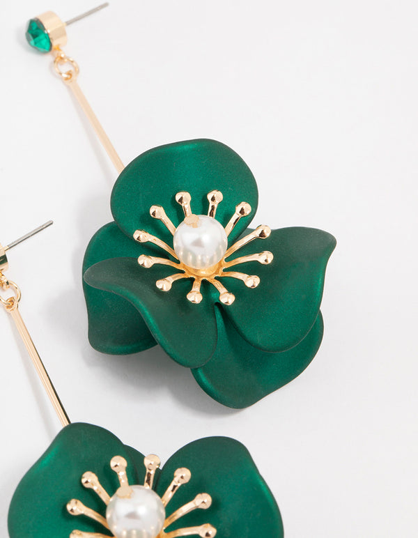 Smooth Coated Flower Drop Earrings