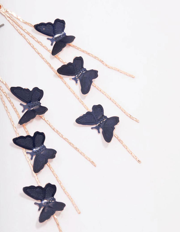 Gold Butterfly Drop Earrings