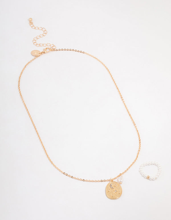 Gold Celestial Coin Jewellery Set