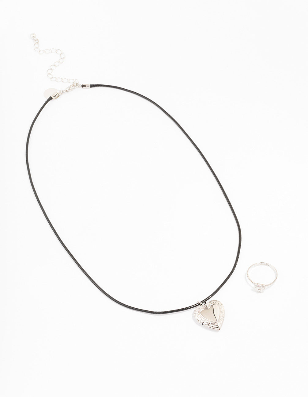 Silver Heart Locket Jewellery Set