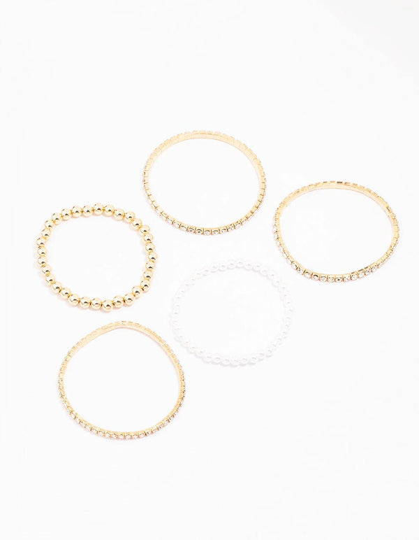 Gold Beaded Stretch Bracelet