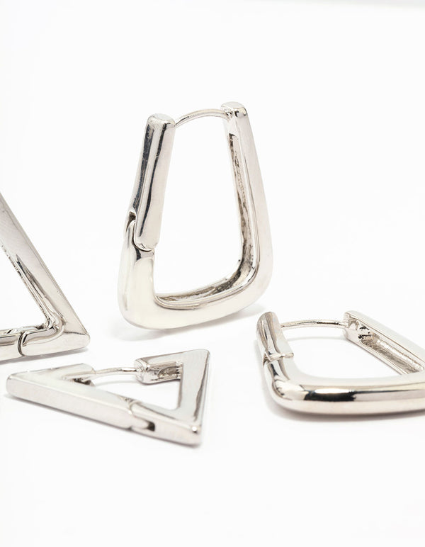 Silver Triangular Hoop Earring Pack