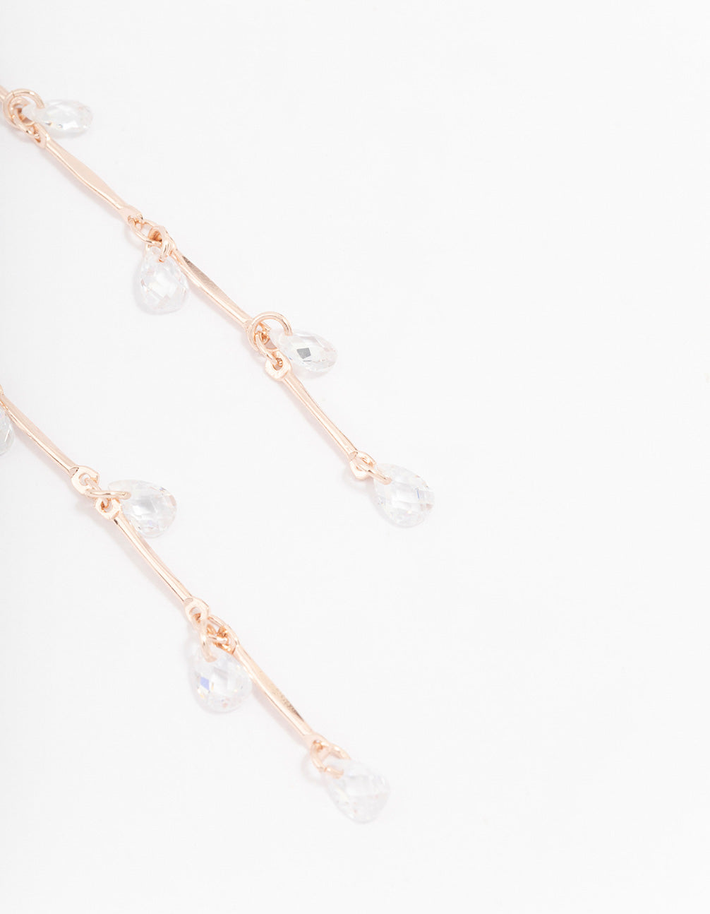 Rose Gold Cubic Zirconia Drop Earrings