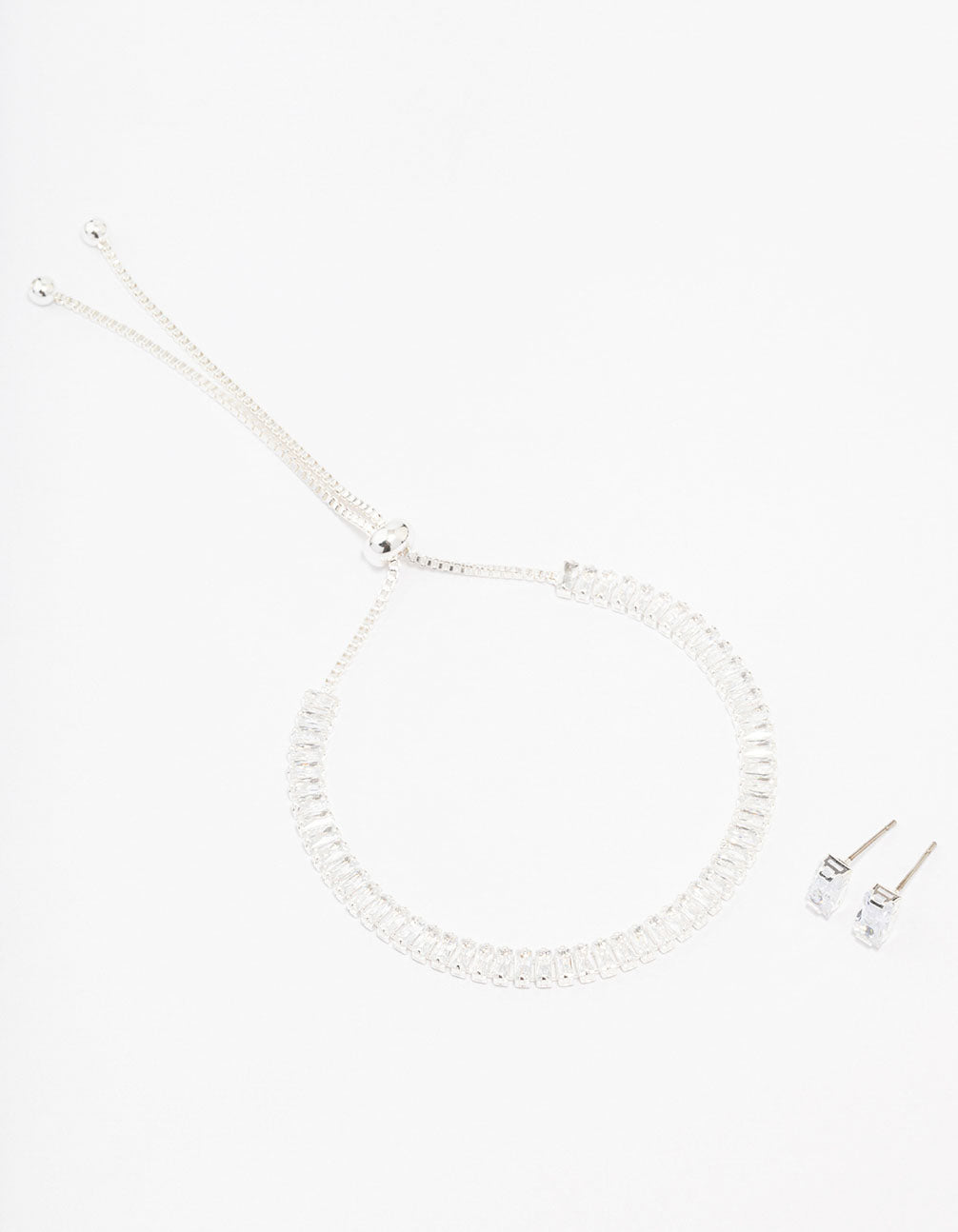 Cubic Zirconia Classic Silver Tennis Bracelet & Earring Set