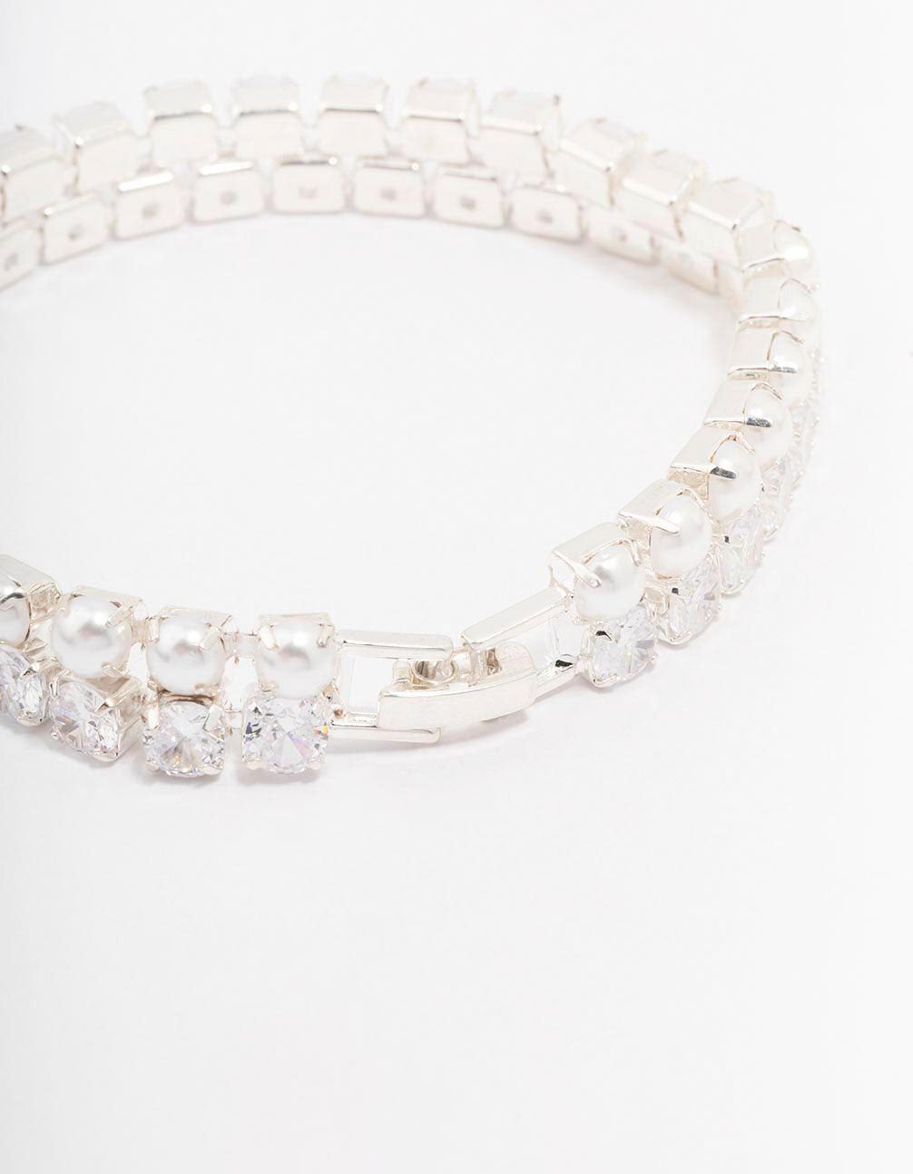 Silver Pearl Cubic Zirconia Bracelet