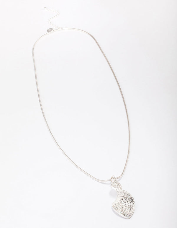 Silver Diamante Twisted Pendant Necklace