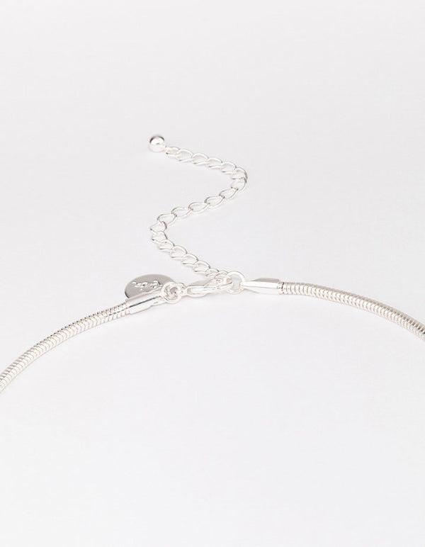 Silver Diamante Twisted Pendant Necklace