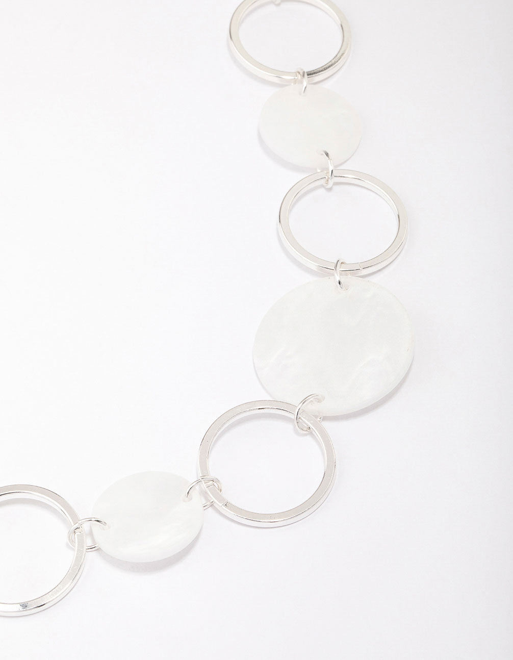 Silver Station & White Disc Necklace