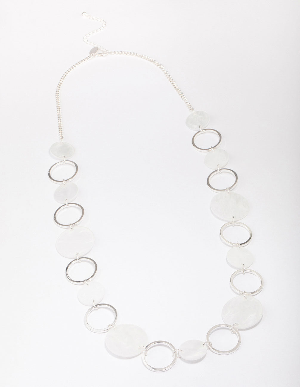 Silver Station & White Disc Necklace
