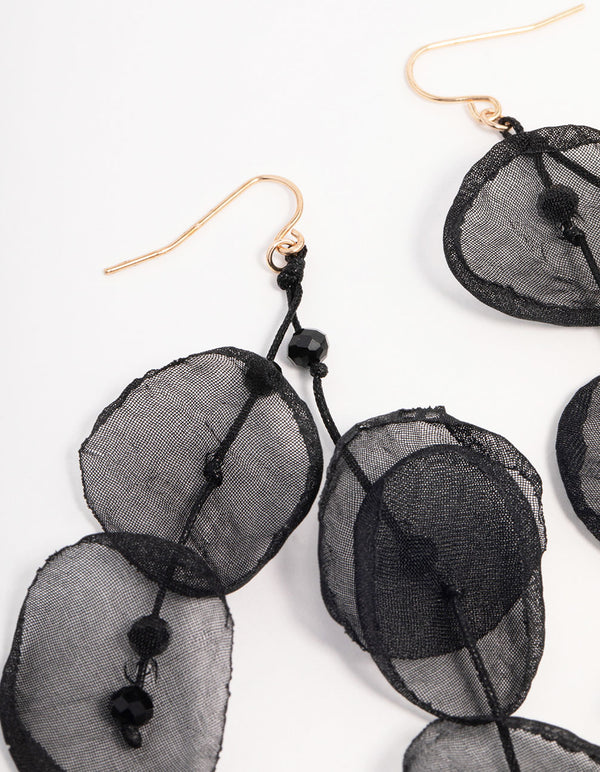 Fabric Flower Multi Drop Earrings