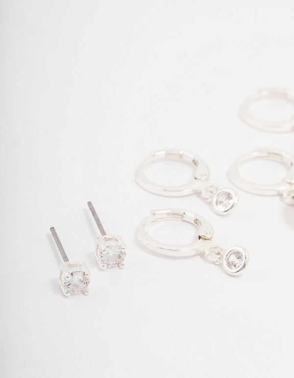 Silver Plated Brass Freshwater Pearl Earring 4-Pack