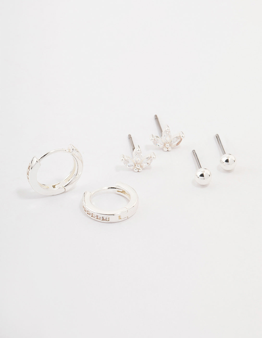 Silver Plated Brass Cubic Zirconia Marquise Earring 3-Pack