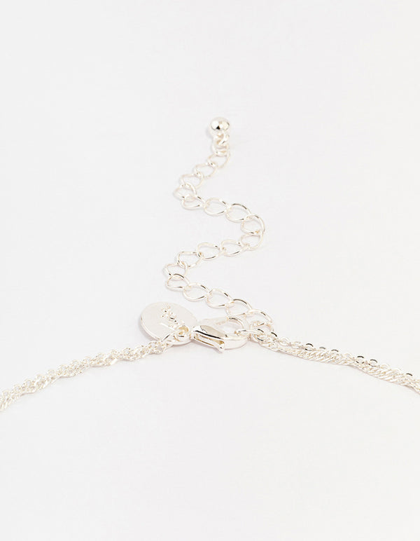 Silver Plated Brass Cubic Zirconia Cross Coin Layered Necklace