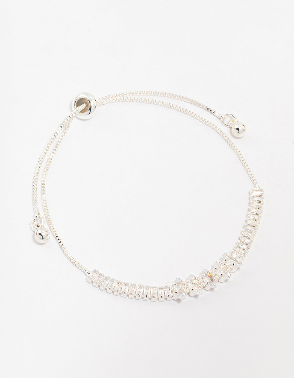Silver Plated Brass Tennis Marquise Baguette Bracelet