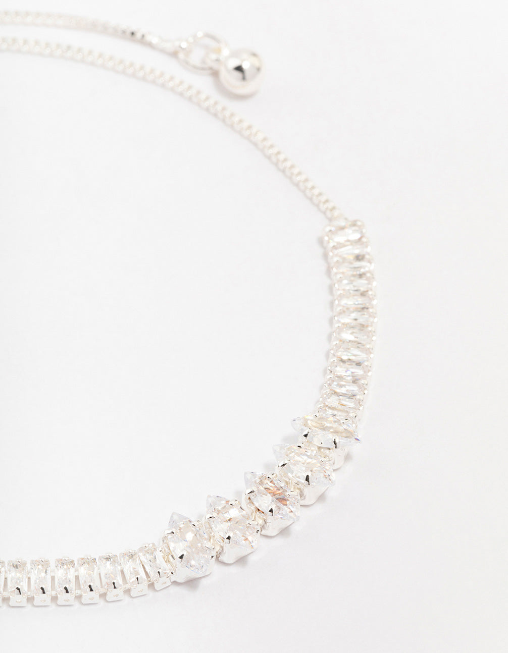Silver Plated Brass Tennis Marquise Baguette Bracelet