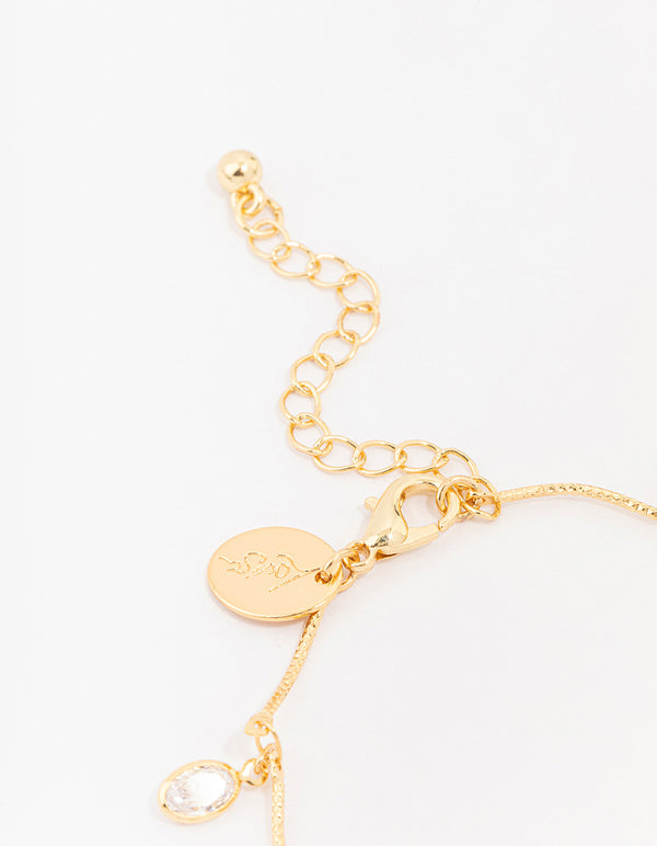 Gold Plated Brass Vine Crystal Charm Bracelet