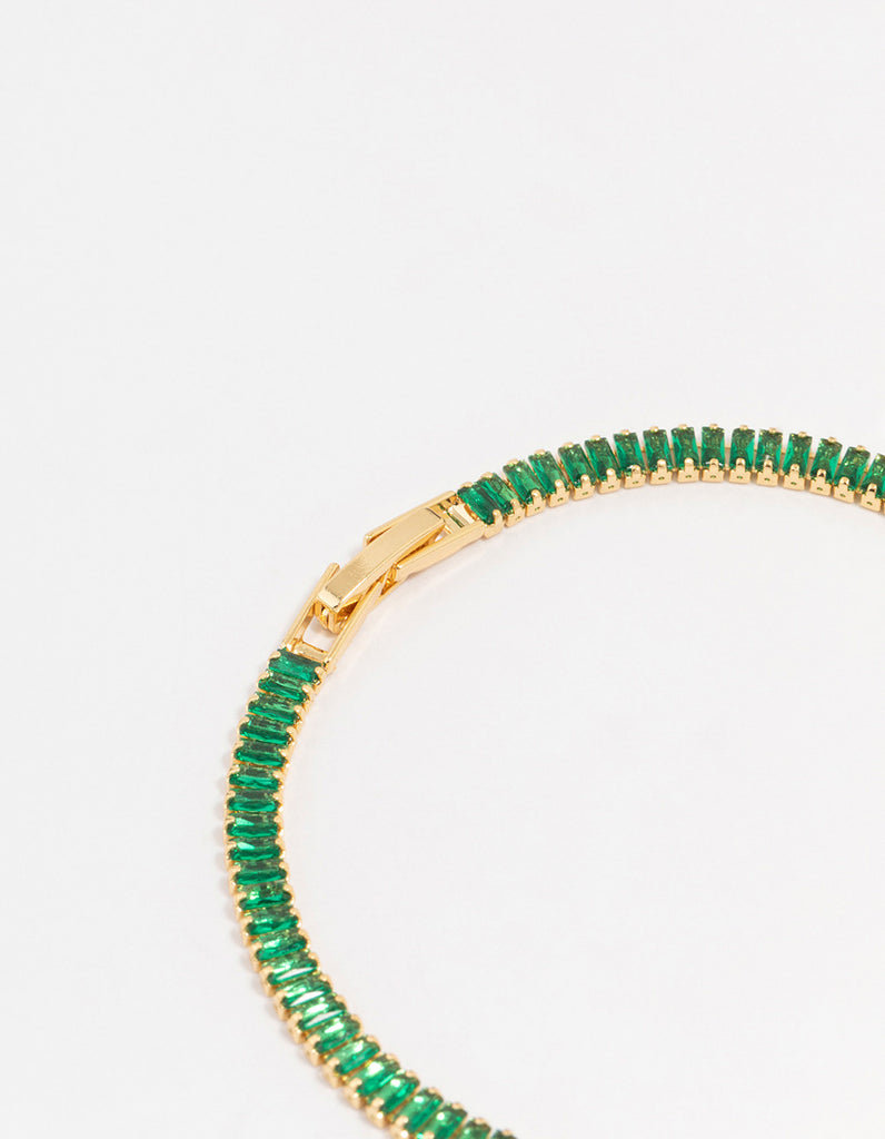 Mixed Baguette Stone Tennis Bracelet Pale Gold main image 1