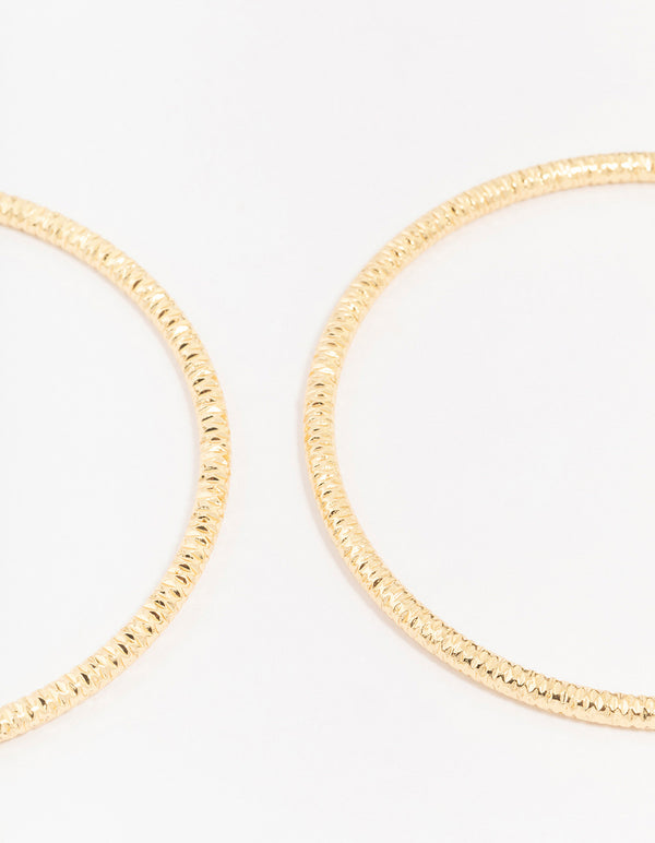 Gold Plated Brass Texture Bangle 3-Pack