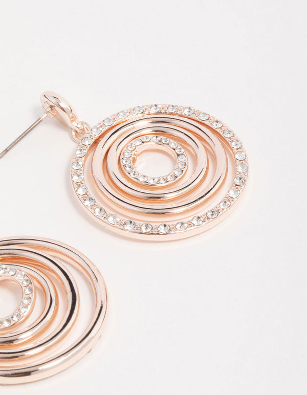 Rose Gold Circular Drop Earrings