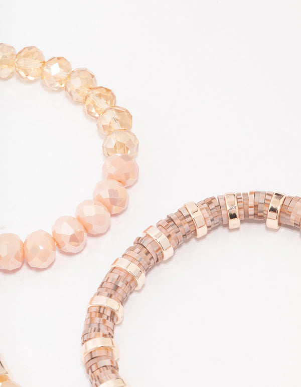 Rose Gold Beaded Multi Pack Of 3 Stretch Bracelets