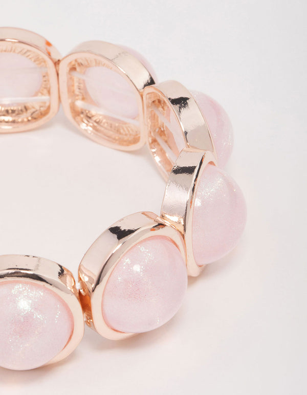 Rose Gold Pink Stone Stretch Bracelet