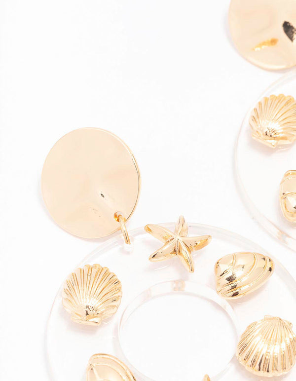 Acrylic Disc Sea Charm Drop Earrings