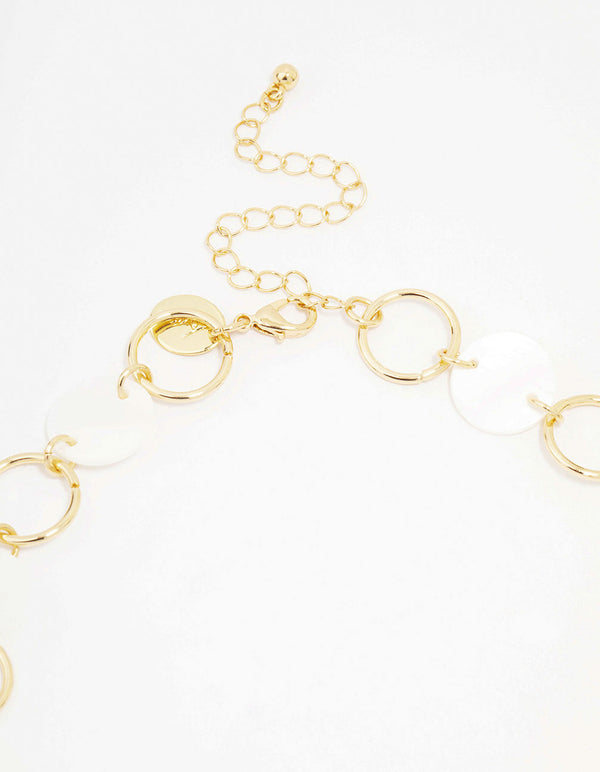 Gold Disc Link Choker Necklace