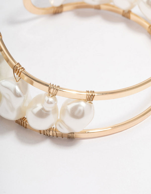 Gold Mixed Pearl Wrist Cuff