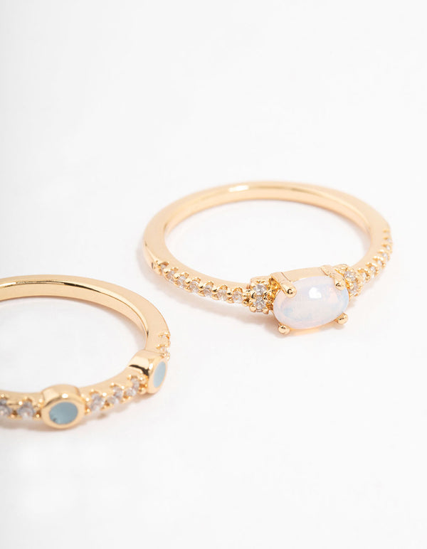 Gold Plated Oval Bezel Stacking Rings