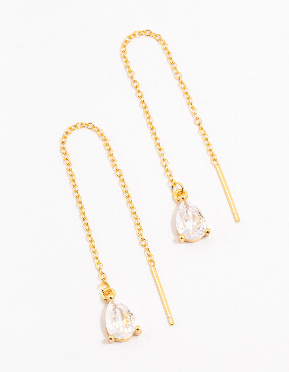 Gold Plated Sterling Silver Cubic Zirconia Pear Drop Earrings