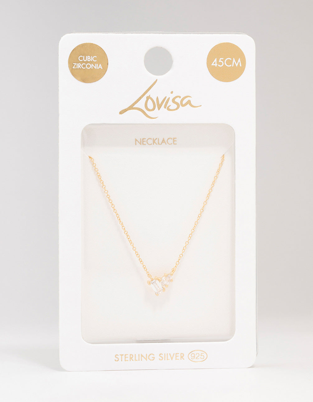 Gold Plated Sterling Silver Cubic Zirconia Pear Pendant Necklace