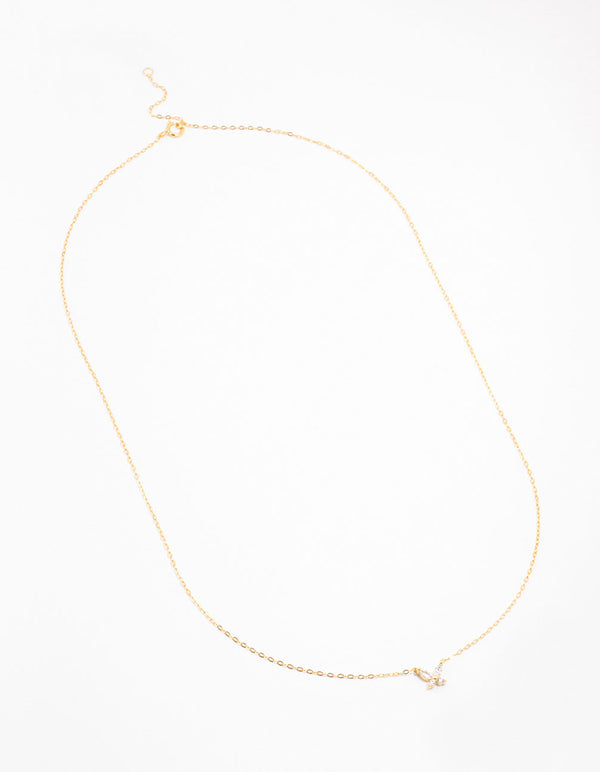 Gold Plated Sterling Silver Cubic Zirconia Mini Butterfly Necklace