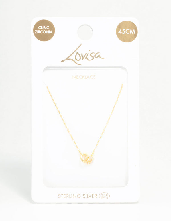 Gold Plated Sterling Silver Pave Link Extra Small Hoop Necklace