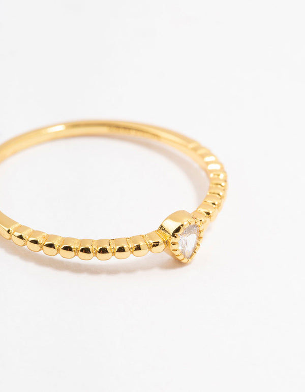 Gold Plated Sterling Silver Cubic Zirconia Pear Ring