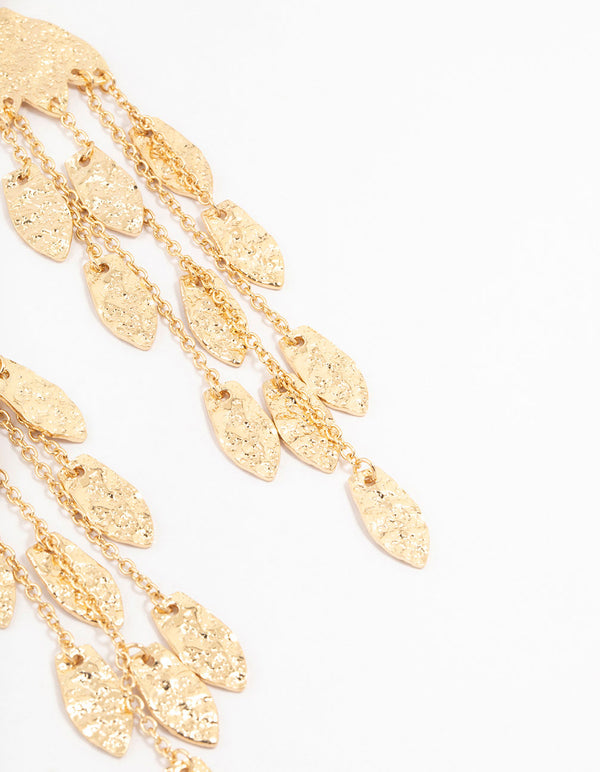 Gold Molten Flower & Petal Drop Earrings