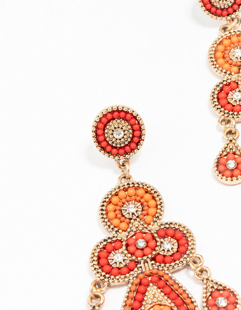 Orange Beaded Statement Earrings
