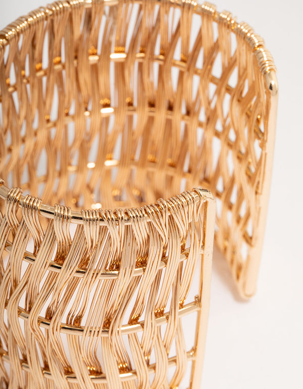 Gold Textured Bold Wrist Cuff