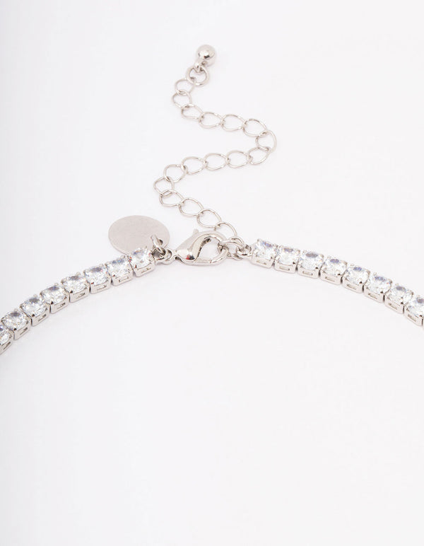 Silver Cubic Zirconia Snake Y-Shape Necklace