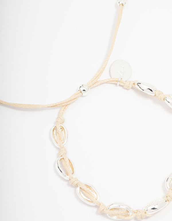 Silver Molten Seashell Toggle Bracelet