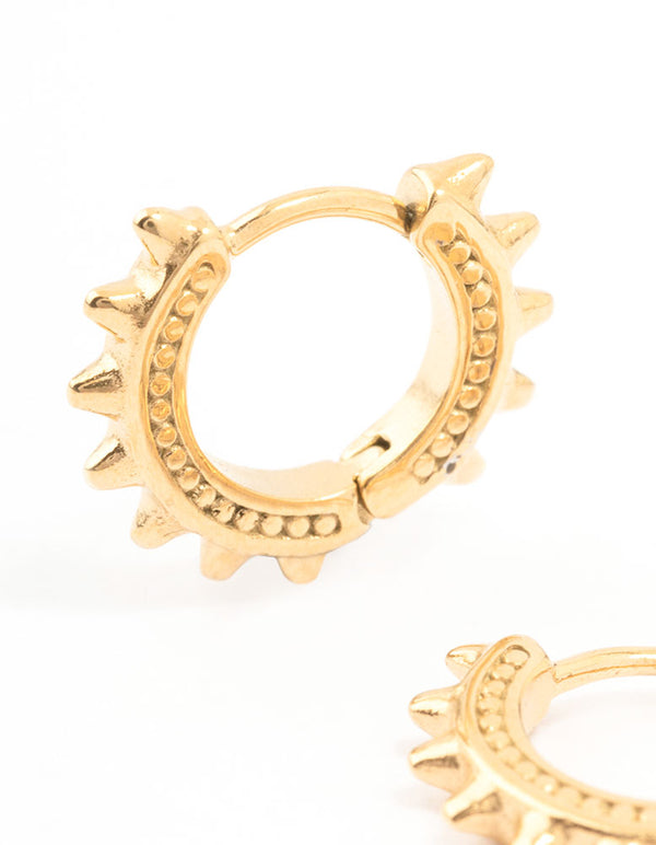 Gold Plated Surgical Steel Spikey Hoop Earrings